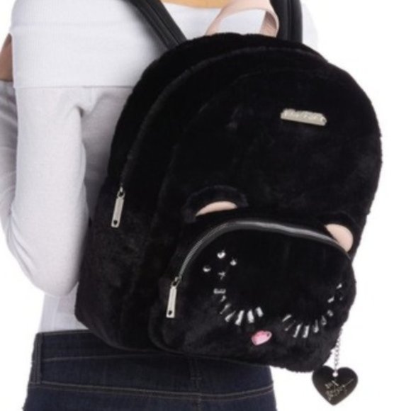 Betsey Johnson FUZZY FUR CAT BACKPACK - Picture 3 of 8